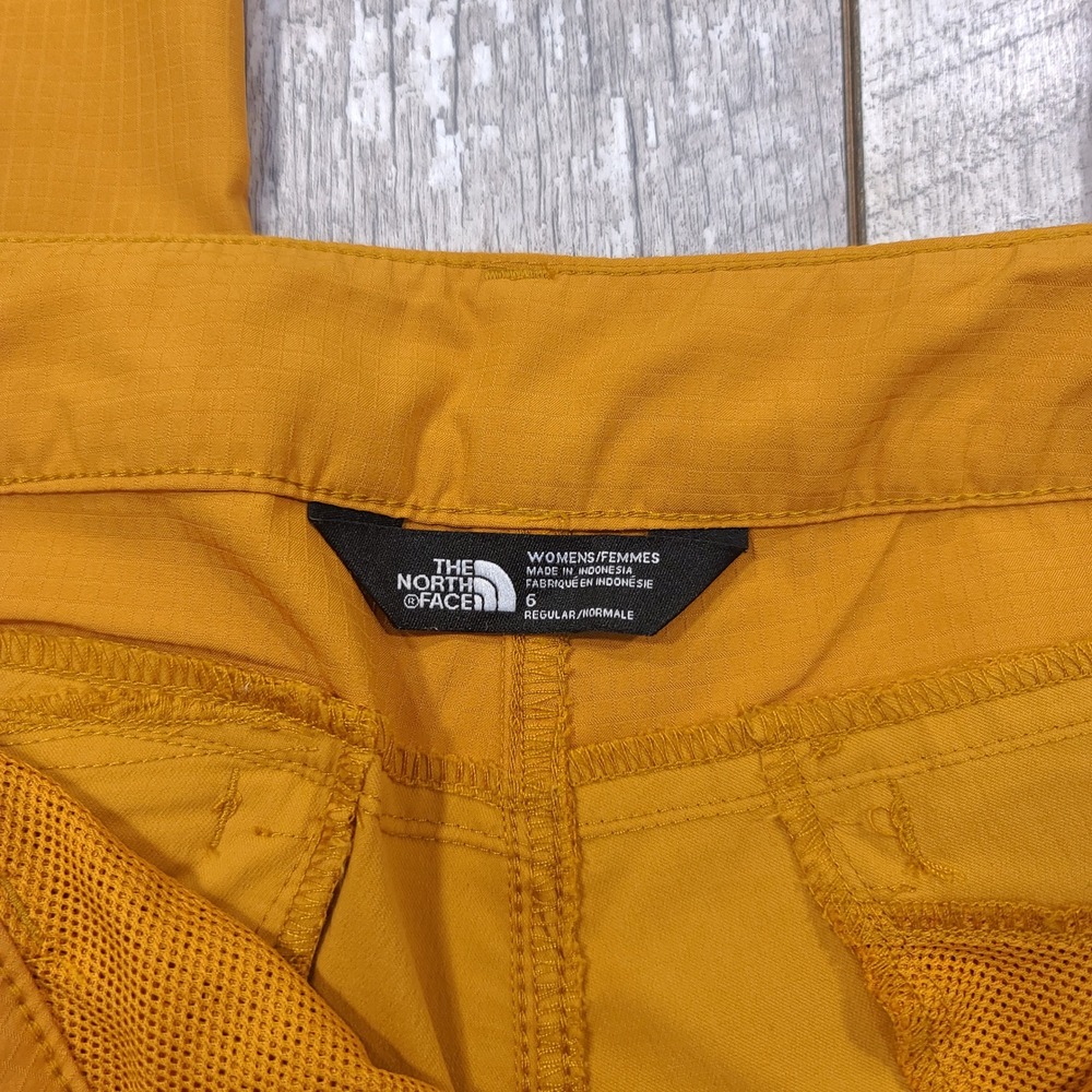 The North Face Wandur Cargo Pants Women 6 Yellow Ripstop Hiking Outdoor Straight - Picture 8 of 10